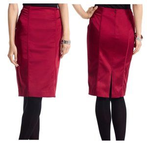 WHBM Red Lacquer Satin Skirt, Size 2